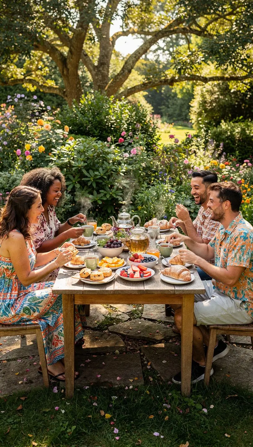 Žena koja uživa u šalici čaja na terasi s pogledom na zalazak sunca.