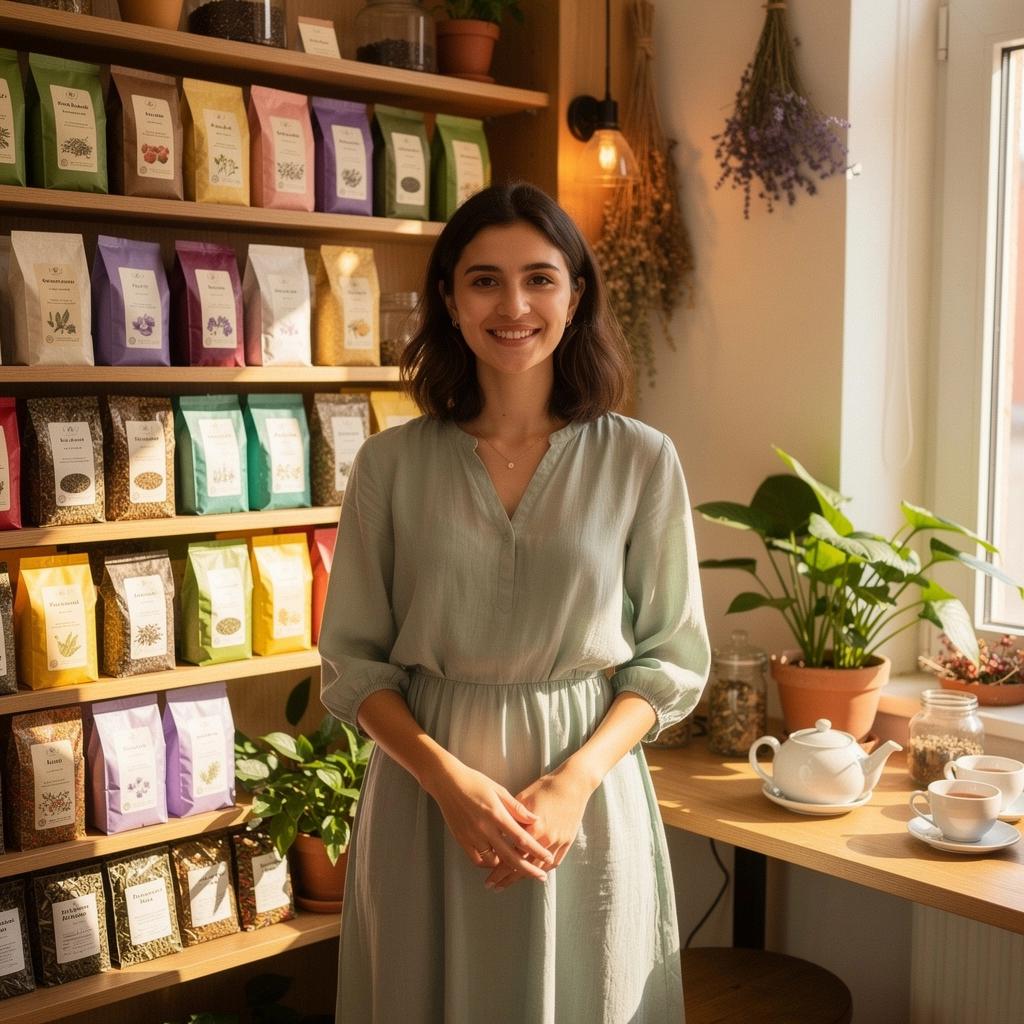 Mješavina biljnog čaja s kamilicom i medom na drvenom stolu sa suhim cvijećem.